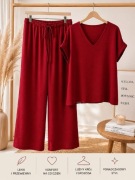 Garnitury komplet damski ze spodniami szerokimi uniwersalny wino bordo 