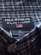 DUŻA (2Xl) czarna w kratkę męska koszula Polo Jeans Ralph Lauren