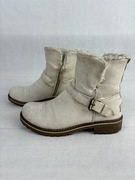 Clara Barson botki damskie białe ecru za kostkę ocieplane rozmiar 38 zimowe