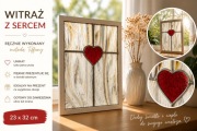 Witraż serce rękodzieło 23x32 cm dekoracja okienna Tiffany prezent handmade