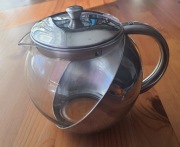 Dzbanek metalowo szklany do zaparzania herbaty 1000ml brak zaparzacza-sitka