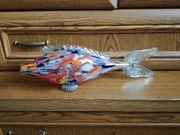 Ryba ze szkła kolorowego w pięknej kolorystyce z okresu PRL. Stan idealny.