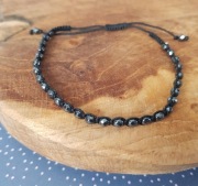Bransoletka pleciona kamienie naturalne hematyt