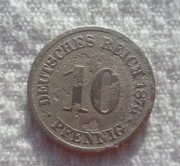 Niemcy Wilhelm I Hohenzollern 10 pfennig fenigów 1876 A Berlin Prusy KM# 4