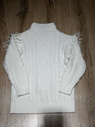 Sweterek golf dziewczęcy damski Reserved kremowy 140m