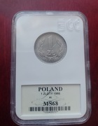 Moneta 1 zł złoty 1966, grading ECC MS68