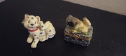 Figurki z masy ceramicznej Pieski 2 szt Dalmatyńczyk i Mops szkatułka 