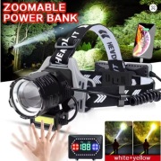 Latarka czołowa 30W 180 stopni 500m zasięg + 3 akumulatory