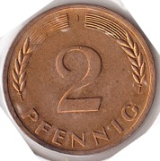 NIEMCY 1 pfennig 1967 J, KM# 106, XF