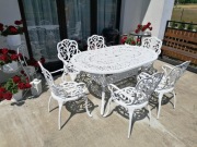 Meble ogrodowe metalowe białe rustykalne 6-osób