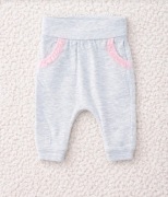 Spodnie haremki niemowlęce Ergee 50–56 szare z różowymi falbankami BD