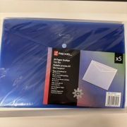 Teczka kopertowa na dokumenty A4 Rexel niebieska przezroczysta 5 szt.