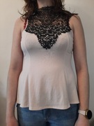 Bluzka bez rękawów baskinka z falbanką i koronką rozmiar orientacyjny 38 M