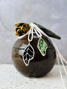 Naszyjnik szklany z zawieszką "Liść Wisiorek Witraż Ręcznie robiony 