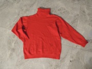 czerwony wełniany sweter golf merino wool M M/L