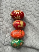 Drewniane ręcznie malowane Jajka Pisanki - PRL