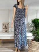 Czarnobiała długa sukienka maxi na ramiączkach rozkloszowana letnia XL 42