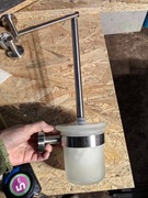 komplet łazienkowy uchwyt na ręcznik, papier, szczotka wc nikiel