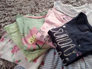 Komplet ubranek dziewcz: koszulki,sukienki: 18el.