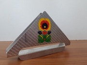 Serwetnik aluminiowy PRL z ludowym wzorem 