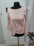 różowy lekki sweterek w paski Cropp rozmiar S rękaw 3/4 