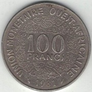 Afryka Zachodnia (BCEAO) 100 franków 1981 - 26 mm - nr 1