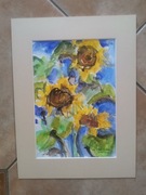 Akwarela " Słoneczniki" wg Hans Plank