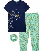 piżama komplet 100% bawełna bluzka spodnie 3/4 58/60+gumka do włosów