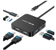 HUB USB-C ACASIS 6w1 Dual HDMI 4K PD 100W USB 3.0 do MacBook/Windows