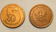 Polska moneta 5zł 1977 rok. 5 sztuk.