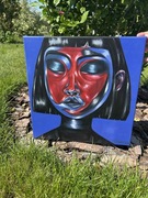 PORTRET KOBIETY ESKPRESJONIZM RĘCZNIE MALOWANY AKRYL 40x40cm