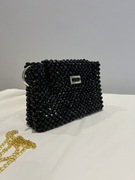 Damska Torebka koralik czarny kremowe 