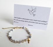 Bransoletka wiary Różaniec Dziesiątka Kamienie Naturalne Prezent Krzyż Agat