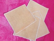 **VINTAGE 4 x serwetki LEN morelowy Cepelia PRL