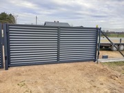 Brama przesuwna, dwudzielna, harmonijkowa