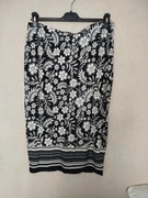 Dorothy Perkins czarna ołówkowa za kolano spódnica w białe kwiaty r 42