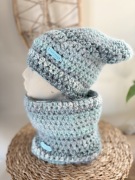 Kolorowy szydełkowy komplet czapka i komin handmade rękodzieło