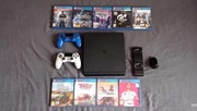 Playstation Sony PS4 slim 1tb 2 pady 9 gier