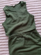 Komplet letni top i spódniczka oliwkowy 140
