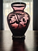 Waza fioletowa ze srebrną dekoracją, Włochy, lata 1920-30, Sesecja, 10,5 cm