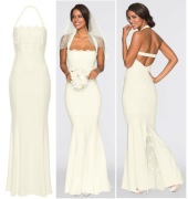 Nowa długa biała suknia wizytowa z koronką 46