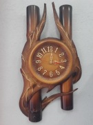 Zegar ze skóry i drewna bambusowego 