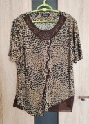 Bluzka w panterkę, zwiewna na krótki rękaw rozmiar 42