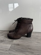 Nowe z metką skórzane botki brązowe na obcasie Jana rozmiar 40