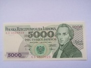 Banknot 5000 zł 1988 r. FRYDERUK CHOPIN seria CS6533923 st. UNC