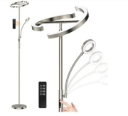 Lampa stojąca LED 20W+7W pilot regulacja jasności 3000 - 6000K srebrna