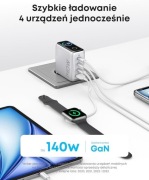 Ładowarka Anker (140 W, 4-portowa, PD 3.1), kabel USB-C do USB-C 