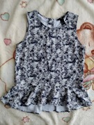 Elegancka szara bluzka z baskinką H&M 38 w kwiatki jak nowa