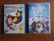 Dwie płyty DVD kraina lodu masza i niedźwiedź