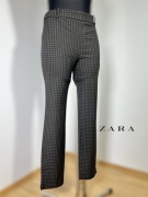 Spodnie damskie proste w kratę eleganckie s 36 do pracy elastyczne college